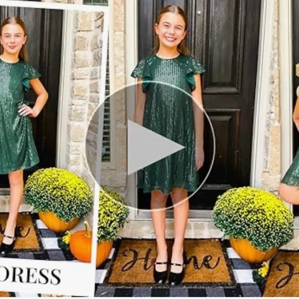 GRACE KARIN Girls Sequin Dress Short Flutter Sleeve Flare Silhouette Mini 7Y - Picture 5 of 7